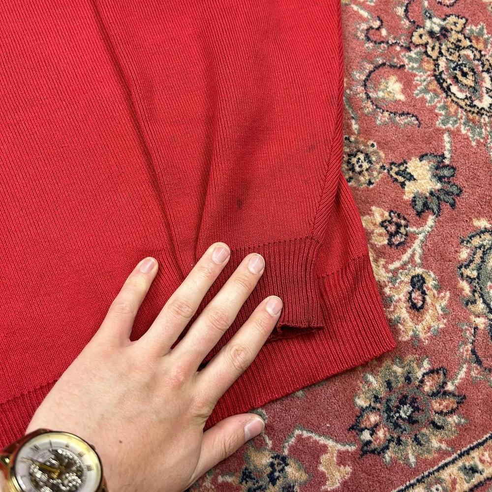 Vintage Tommy Hilfiger Knitted Jumper Red 90s Cotton - Picture 6 of 7